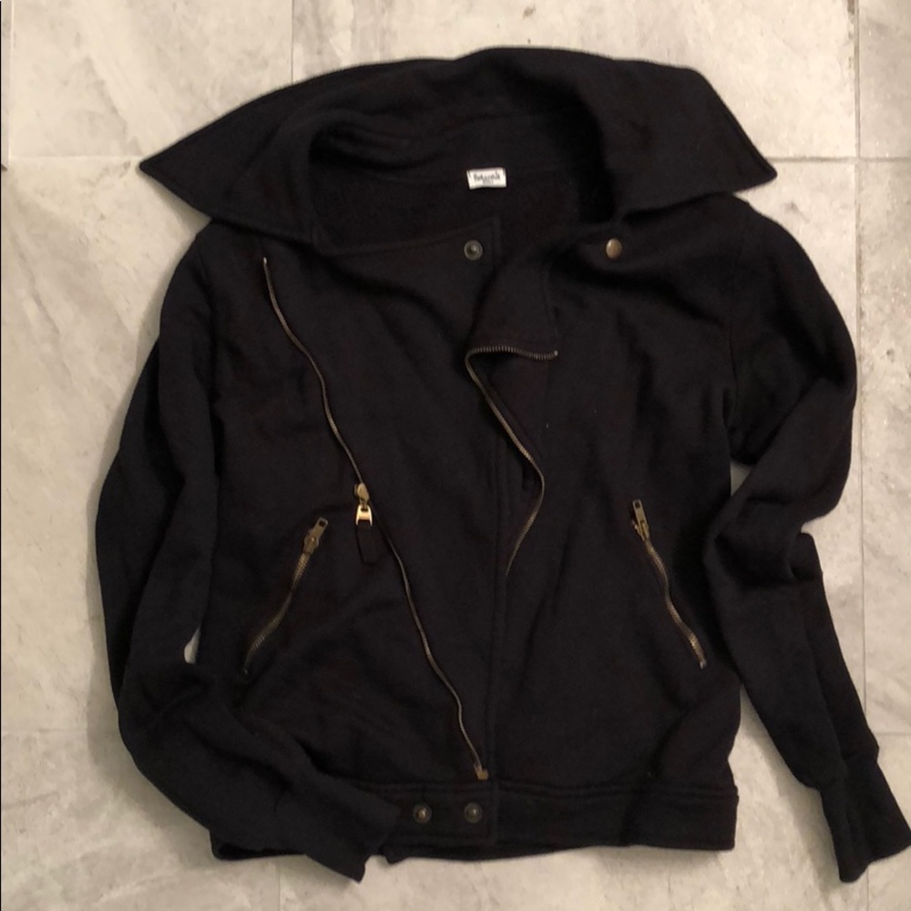 NEW! splendid black cotton motorcycle-like jacket small, black